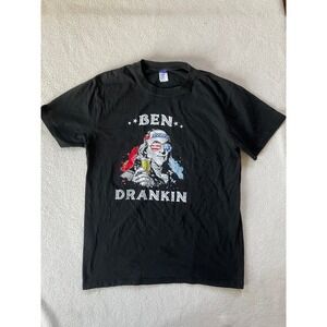 Fashion Mens Large T-Shirt Black Ben Drankin Benjamin Franklin‎ Graphic Tee